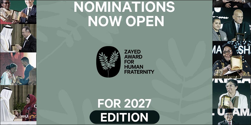 Search for Exceptional Humanitarian Work Launched as Zayed Award for Human Fraternity opens 2027 submissions Search for Exceptional Humanitarian Work Launched as Zayed Award for Human Fraternity opens 2027 submissions - search exce...